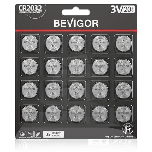BEVIGOR 2032 Battery CR2032 Lithium 3V Coin Battery 20 Pack Compatible with AirTag for Child Safety, Suitable for Key Fobs, Smart Sensors, Scales, Candles and More