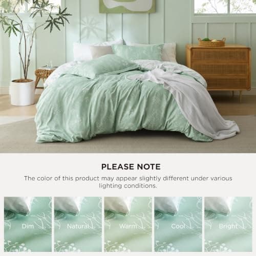 Bedsure Floral Comforter Set Cute Bedding Set Queen Reversible Sage Green