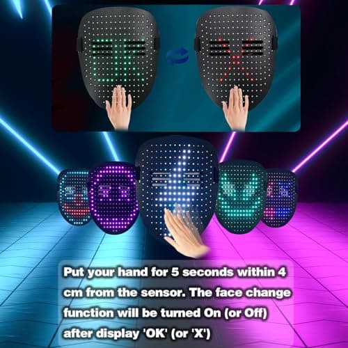 MOYACA Led Mask Light up Mask Gesture Sensing, Kids Cool Toys Men Boys Gift