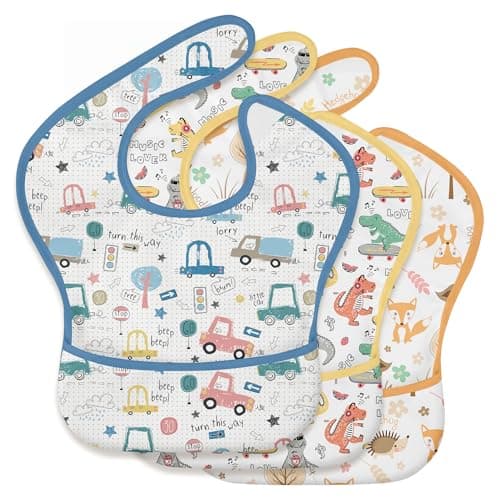 CIVARUA KIDS 3 Pack Waterproof Baby Bibs for Eating, Mess Proof Feeding Bib