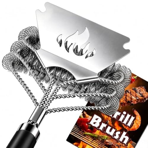 TNTOR Grill Brush Bristle Free with Scraper, 18" Handle BBQ Grill Brush for Outdoor Grill, Extra Strong Grill Cleaner Brush for Grill/Smoker/Gas/Charcoal, Father's Day Grill Gifts for Men/Dad