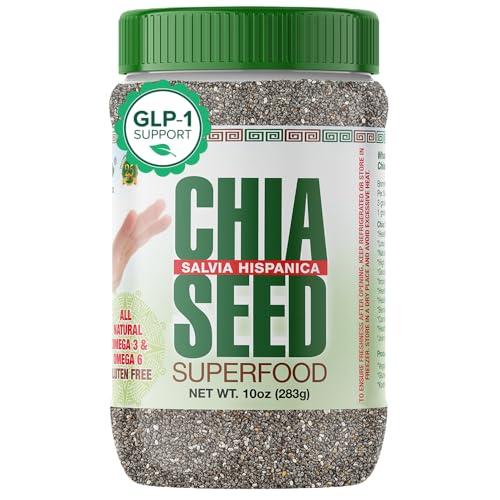Sanar Naturals Chia Seeds | High Fiber Supplement, GLP-1 Support, Plant-Based Protein with Omega-3 | Superfood for Smoothies Baking and Oatmeal | Vegan, Non-GMO, Raw Bulk, Gluten F