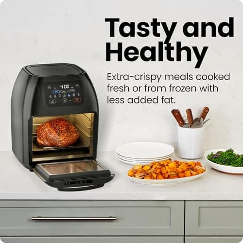 CHEFMAN Freidora de Aire Digital Multifuncional 5 en 1 XL 10L con Asador, Deshidratador y Horno de Convección, 17 Presets y Apagado Automático
