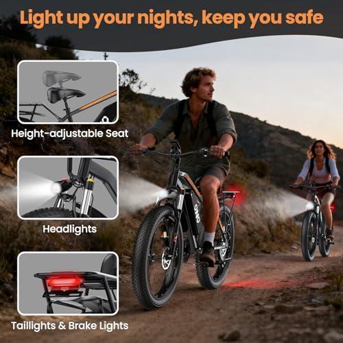 Bicicleta Eléctrica Todo Terreno con Llantas Gordas, Motor 1500W y 96km de Autonomía