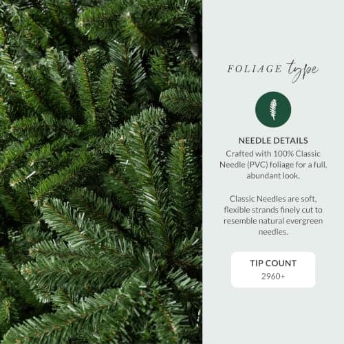 Árbol de Navidad Artificial Balsam Hill Abeto Azul Clásico 7.5 pies sin Luces, con +2,960 Puntas, Base Premium y Armado Fácil