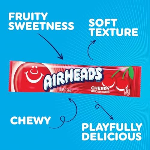 Airheads Full-Size Candy Bars, Assorted Taffy Variety Pack, 60 Count Box (S&S)