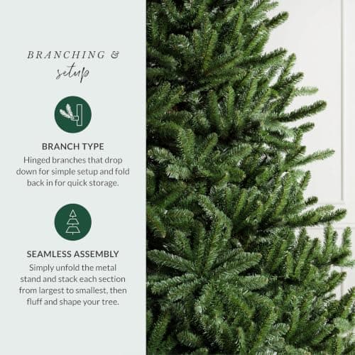 Árbol de Navidad Artificial Balsam Hill Abeto Azul Clásico 7.5 pies sin Luces, con +2,960 Puntas, Base Premium y Armado Fácil