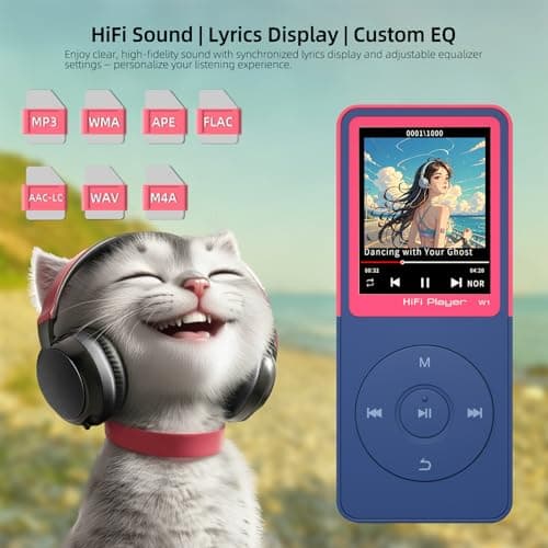CONODO MP3 Player with Bluetooth 5.3, 1.8" Screen, Color-Block Music Player