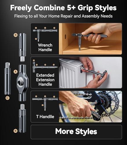 Kit Wesdut 32 en 1: Desarmadores Magnéticos con Mango en T y Trinquete, ¡5+ Estilos!