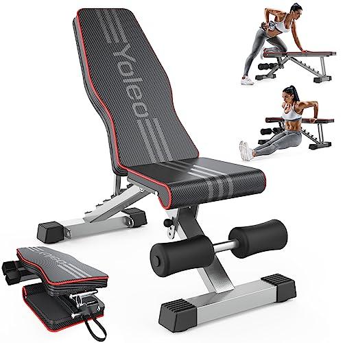 YOLEO Adjustable Weight Bench for Home Gym, ASTM-Certified 827LBS, 95% Pre-Assembled, Foldable Gym Bench with 84 Positions Incline Decline Flat, Wider Seat