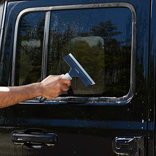 Amazon Basics All-Purpose Window Squeegee with Handle for Car Windshield, Shower, Glass, Mirror Cleaning, Silicone Rubber Blade, Streak-Free Results, Lightweight, Black, 8-inch