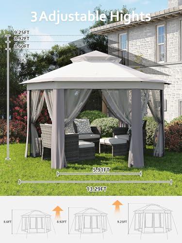 Gazebo Plegable Instantáneo Garvee Hexagonal 13x13ft con Mosquitero