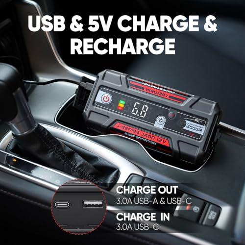 LOKITHOR J400 Portable Jump Starter 2000A, 12V Lithium Battery Booster with ConnectMax Tech, Smart Digital Display, Car Jump Box for Up to 8.0L Gas & 6.0L Diesel Engines