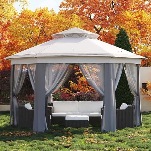 Gazebo Plegable Instantáneo Garvee Hexagonal 13x13ft con Mosquitero