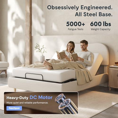 FLEXISPOT Cama Ajustable Queen 'Nube' Todo en Uno, Marco Tapizado, Cabecera Ajustable, 10 Años Garantía