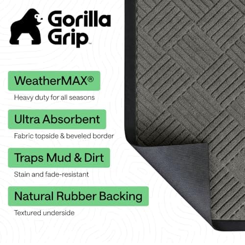 Tapete Gorilla Grip WeatherMAX, Uso Interior/Exterior, 29x17 Diamante Gris