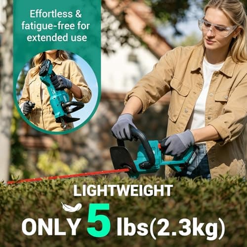 DCA 22 inch Hedge Trimmer Cordless 20V, 2800RPM Electric Bush Trimmer with Dual-Action Blade, 3/4" Cutting Capacity, 5.2 LBS Lightweight Bush Clipper, 180° Rotatable, 2.0Ah Battery & Charger Included