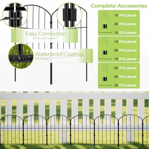 VANCASTLE Barda Decorativa Exterior para Jardín, 10 Paneles, 10.5 pies x 24 pulgadas