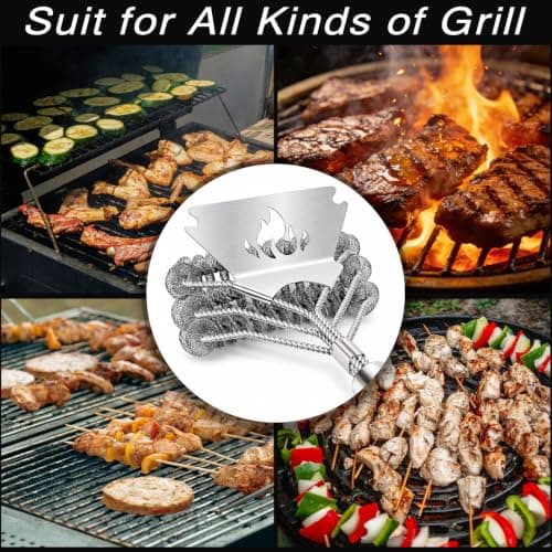 TNTOR Grill Brush Bristle Free with Scraper, 18" Handle BBQ Grill Brush for Outdoor Grill, Extra Strong Grill Cleaner Brush for Grill/Smoker/Gas/Charcoal, Father's Day Grill Gifts for Men/Dad