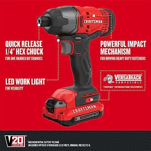 CRAFTSMAN V20 MAX Cordless Drill and Impact Driver, 2 Batteries, Charger