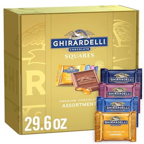Caja de Regalo Ghirardelli SQUARES: Surtido Premium de Chocolates – 29.6 oz, Día de San Valentín