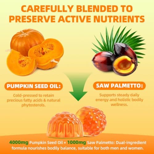 Vorelivital Pumpkin Seed Oil for Hair Growth 60Ct Gummies with Saw Palmetto