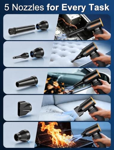VASSON Compressed Air Duster 260000RPM, Cordless Ultra 3-Speed Adjustable