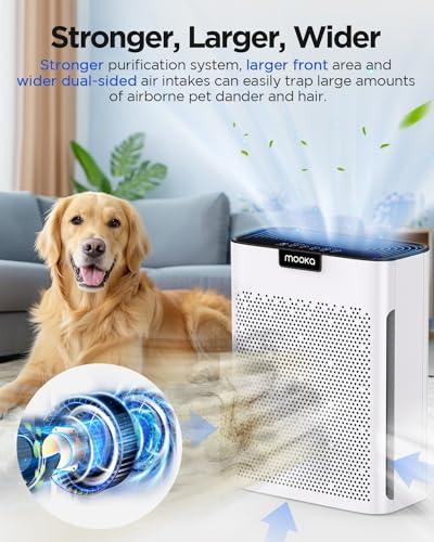 Purificador de Aire MOOKA H13 HEPA para Hogar y Mascotas, Filtros Lavables, Ambientes Grandes y Fragancia