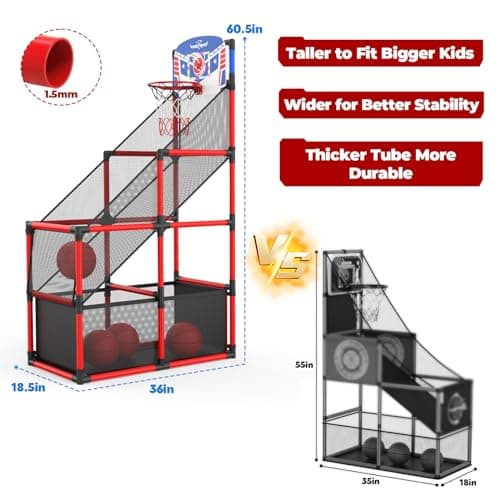 Aro de Básquetbol Arcade Ajustable EagleStone con Marcador LED para Niños