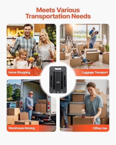 Diablo Plegable VEVOR: 500 lb, 6 Ruedas, Base Expandible