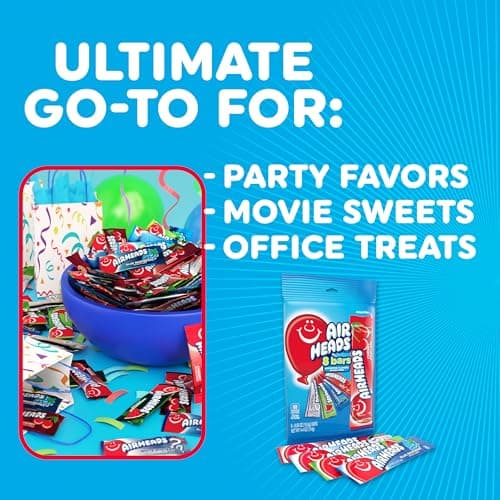 Airheads Full-Size Candy Bars, Assorted Taffy Variety Pack, 60 Count Box (S&S)