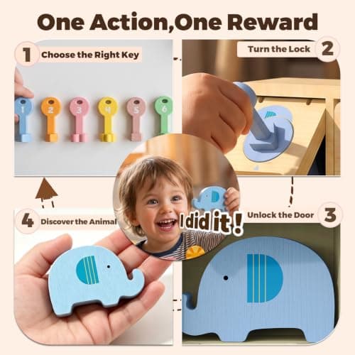 Montessori Toys for 2 Year Old|Wood Lock and Key Toddler Learning Toys