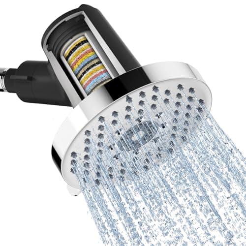 SR SUN RISE 5.5 Inch Filtered Shower Head with Filters,6 Spray Modes,Chrome