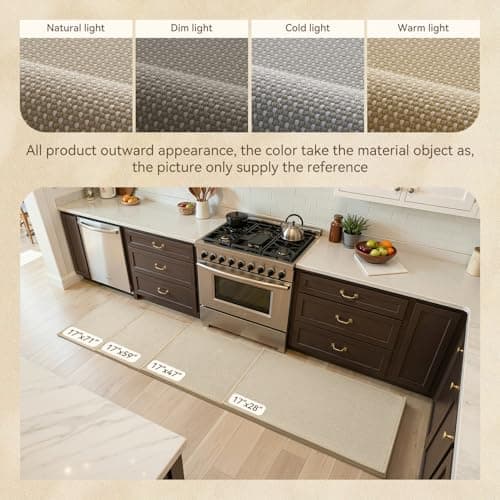 MontVoo Kitchen Rugs Non Slip Washable, Absorbent Braided Kitchen Mats for Floor with Rubber Backing, Durable Easy Clean Kitchen Floor Mat for Front of Sink, Laundry, Entryway, Beige, 17"x28"