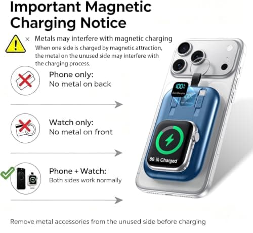 Power Bank Magnético Inalámbrico 10000mAh con Cables Integrados
