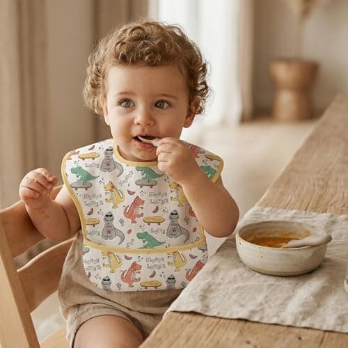 CIVARUA KIDS 3 Pack Waterproof Baby Bibs for Eating, Mess Proof Feeding Bib