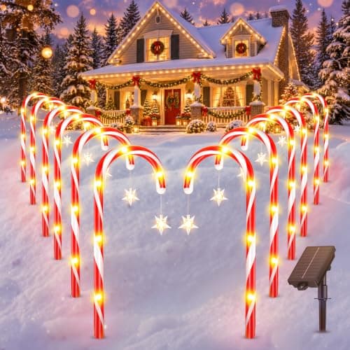 Paquete de 12 Bastones de Caramelo Solares para Navidad, Blanco Cálido