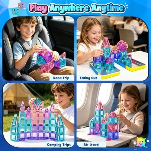 Mini Magnetic Tiles Kids Toys Travel Essential Games STEM Educational Toys