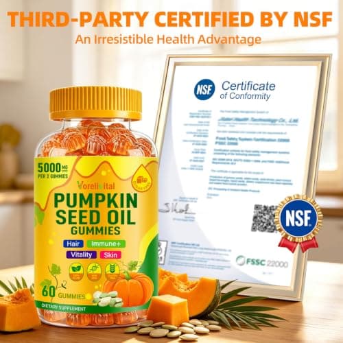 Vorelivital Pumpkin Seed Oil for Hair Growth 60Ct Gummies with Saw Palmetto