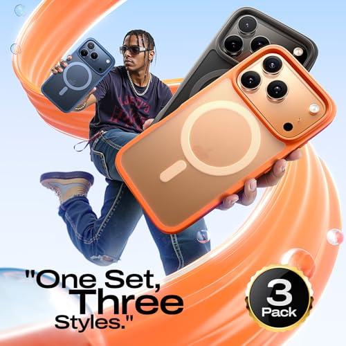 LISEN Set de 3 Fundas Antigolpes para iPhone 17 Pro con MagSafe y Protección Militar (3 Colores)