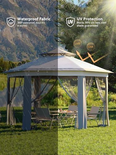 Gazebo Plegable Instantáneo Garvee Hexagonal 13x13ft con Mosquitero