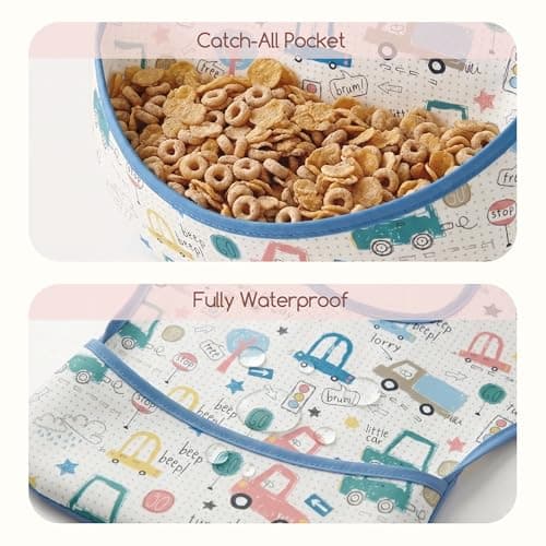 CIVARUA KIDS 3 Pack Waterproof Baby Bibs for Eating, Mess Proof Feeding Bib