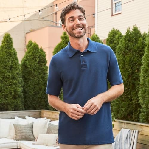 Playera Polo Hanes para Hombre X-Temp FreshIQ, Manga Corta, Blanco, Talla XG