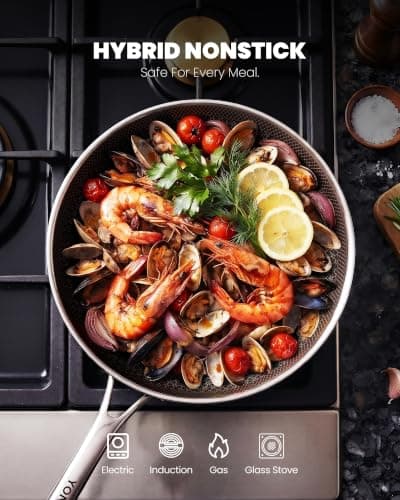 Yonida Non Stick Frying Pans, 12 inch Hybrid Pans with Lid