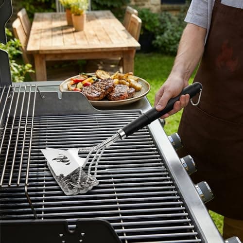 TNTOR Grill Brush Bristle Free with Scraper, 18" Handle BBQ Grill Brush for Outdoor Grill, Extra Strong Grill Cleaner Brush for Grill/Smoker/Gas/Charcoal, Father's Day Grill Gifts for Men/Dad