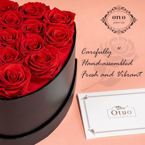 Otuo: 16 Rosas Preservadas Rojas en Caja de Corazón - ¡Duran hasta 2 Años!