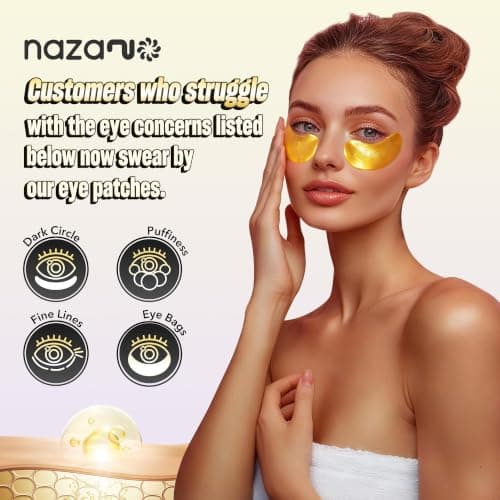 NAZANO 12 Pcs 24K Gold Under Eye Patches - Eye Masks