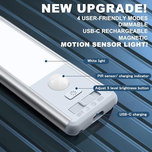 Luces BLS LED de 10'' para Gabinete y Clóset, con Sensor de Movimiento, Recargables