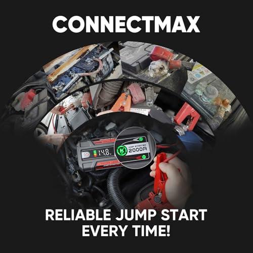 LOKITHOR J400 Portable Jump Starter 2000A, 12V Lithium Battery Booster with ConnectMax Tech, Smart Digital Display, Car Jump Box for Up to 8.0L Gas & 6.0L Diesel Engines