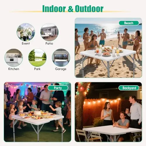 34'' Square Folding Card Table 2 Pcs,Dining Table with Handle & Safety Lock